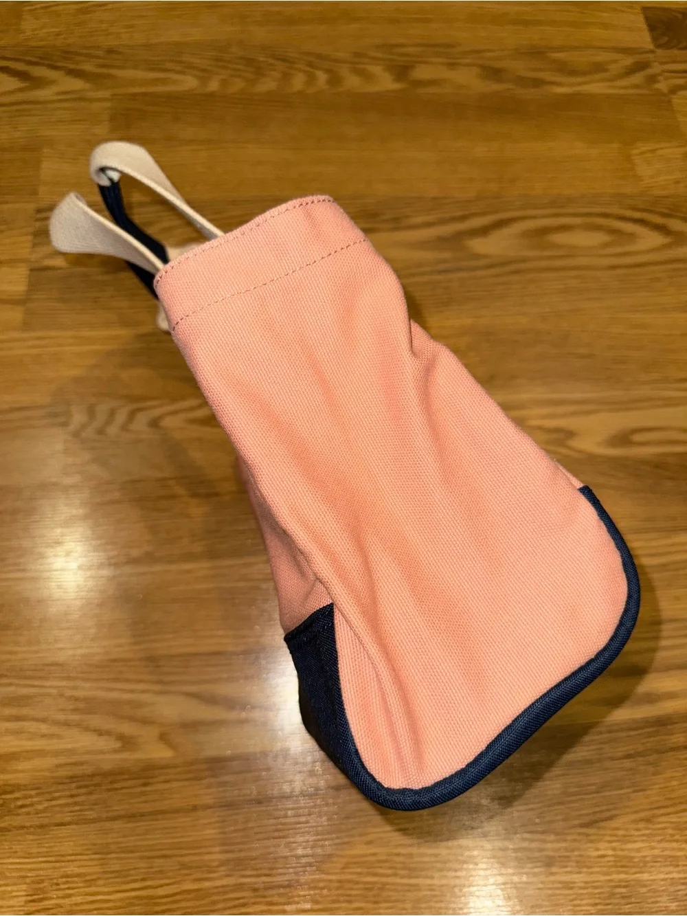 Birdling pink and navy color-blocked canvas mini tote